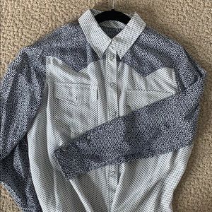 Equipment pearl button western design silk blouse